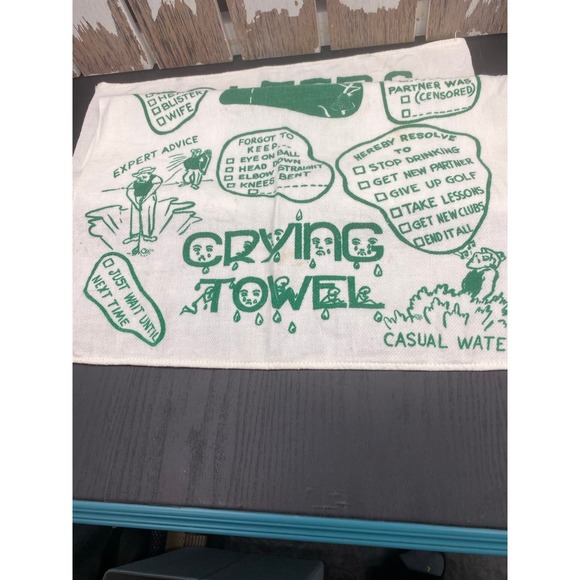 VINTAGE GOLF CRYING TOWEL ALL EXCUSES FOR BEING A LOUSY GOLFER 1950’s 25” x 15 - Picture 12 of 12